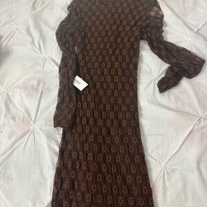 Bardot Elegant Brown Lace floral Dress